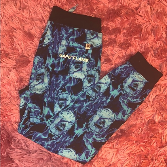 BAPE Flame Slim Sweatpants Blue - Picture 7 of 10